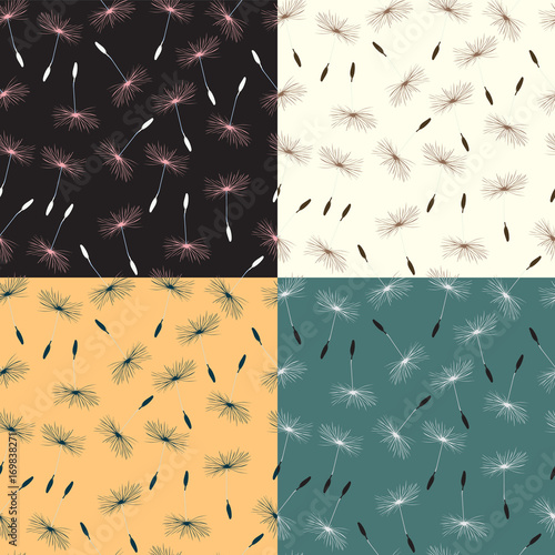 Fototapeta Naklejka Na Ścianę i Meble -  Vector seamless pattern with Flying of dandelion seeds.