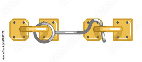 Old-fashioned simple metal lock with hook and loop