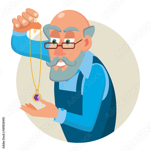 Jeweler, Goldsmith Profession Man Vector. Sapphire, Emerald, Gemstones. Appraiser Quality Check Process. Cartoon Character Illustration