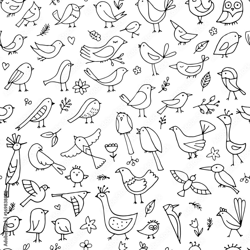 Birds family, seamless pattern for your design Birds family, seamless pattern for your design