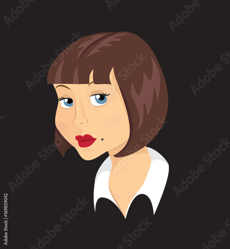 Retro woman portrait illustration. Vector art.