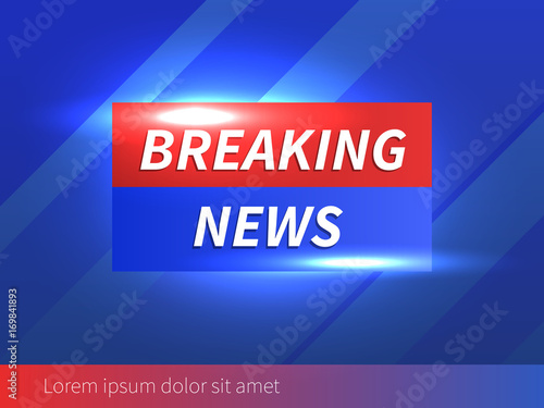 Breaking News Banner with striped blue Background. Vector Business Template. Technology News and more. Vector Illustration.
