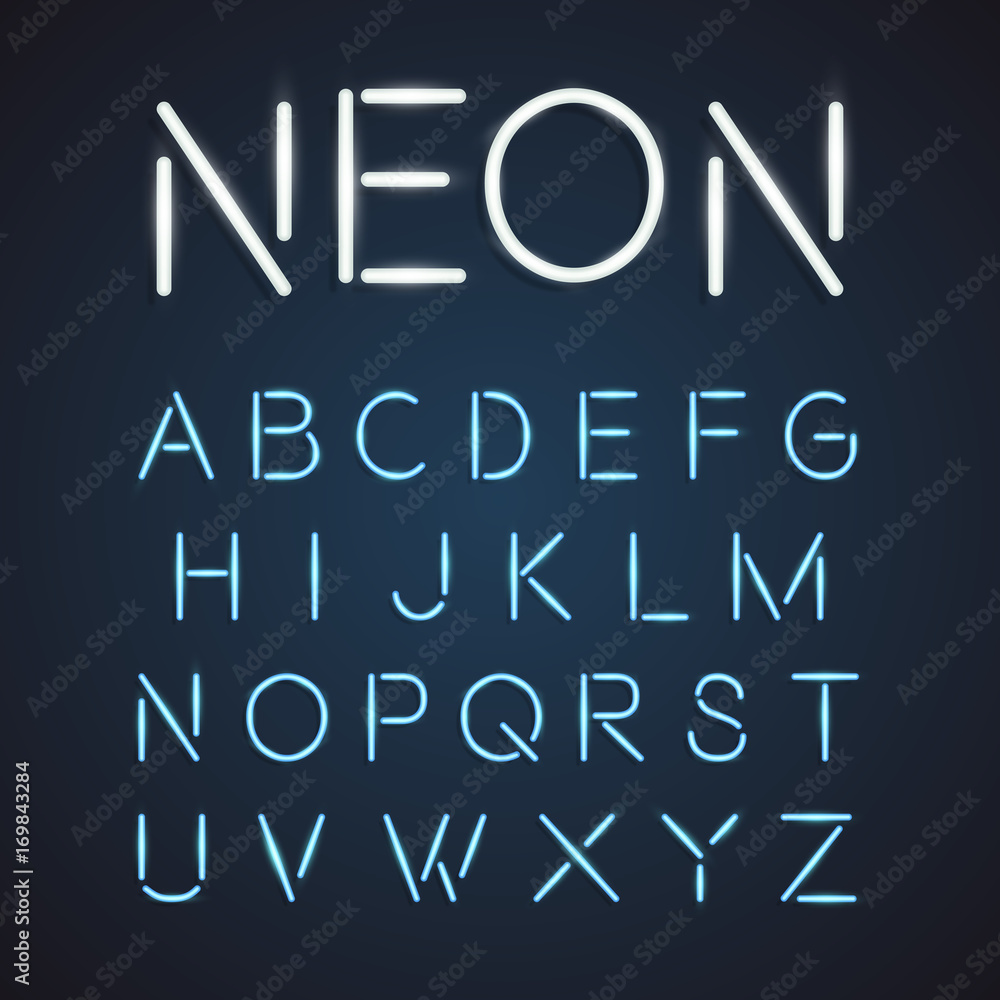 Neon font city text, Night Alphabet Neon font city text, Night Alphabet