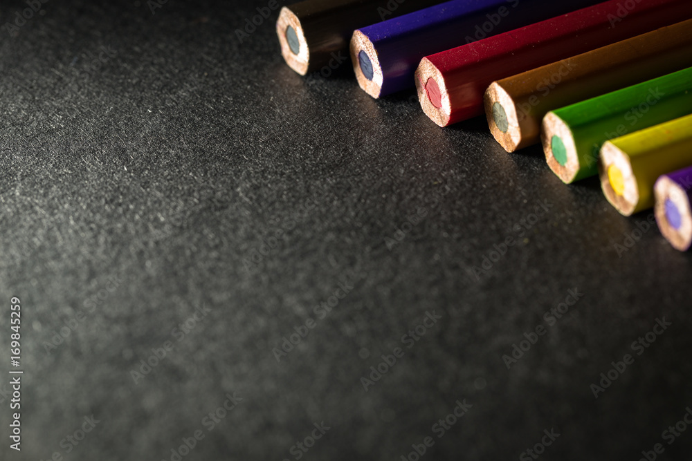 Multi color pencils in low key tone Multi color pencils in low key tone