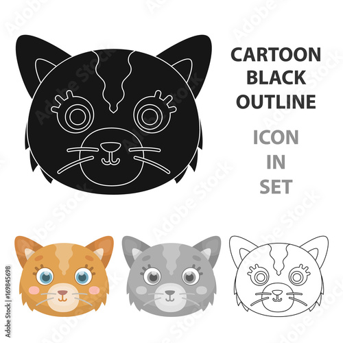 Cat muzzle icon in cartoon style isolated on white background. Animal muzzle symbol stock vector illustration.