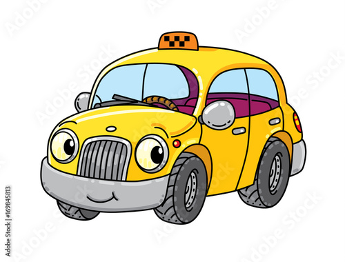 Funny small taxi car with eyes