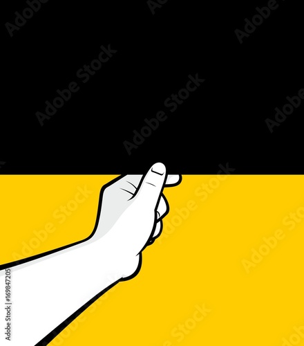 Man hand closing blank blind