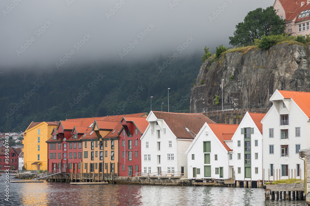Obraz premium Maisons colorés de Skuteviken à Bergen, Norvège