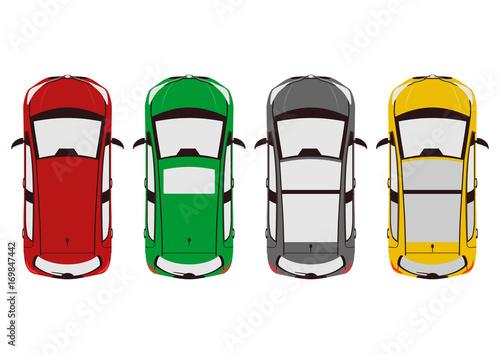 The plan view of the modern car. Flat vector.