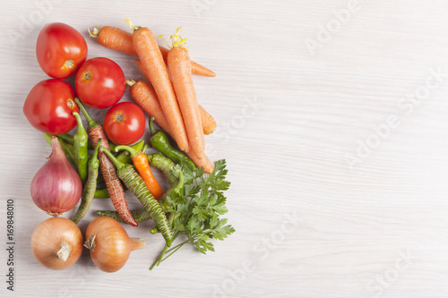 Assorted vegetables with blank space
