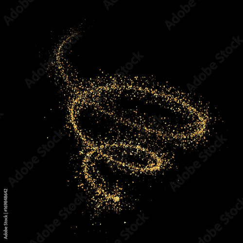 Particle abstraction spiral black background. 3d image, 3d rendering.