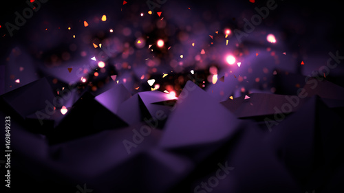 Purple, violet black background with glitter. 3d image, 3d rendering.