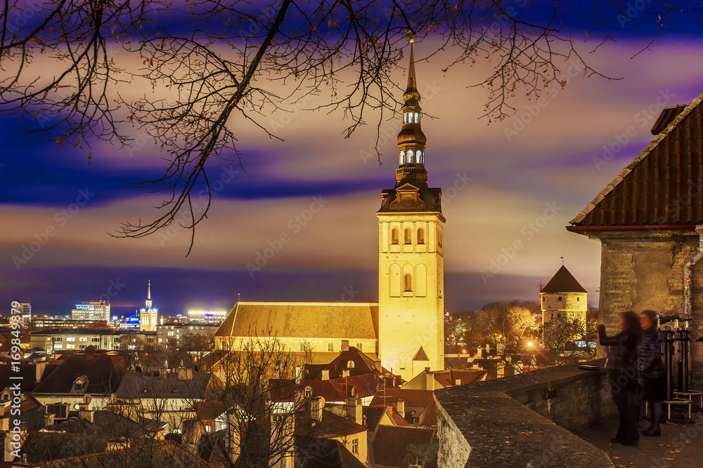 Night view of Tallinn, Estonia
