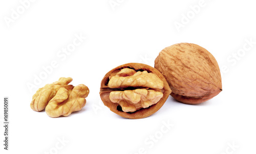 walnuts in shell isolated on white background