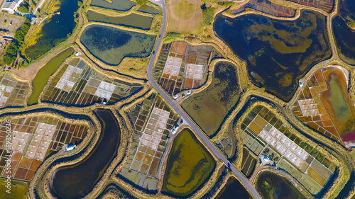 Slika na platnu Photo aérienne des marais salants de Guerande en Loire Atlantique