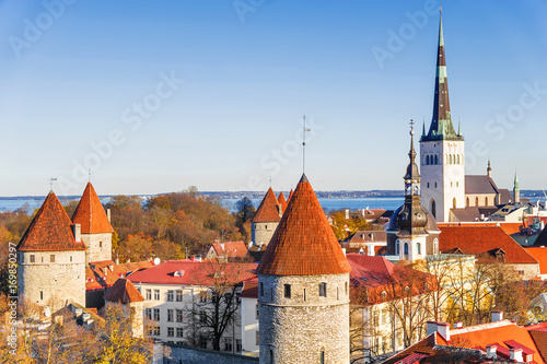Panorama of autumn Tallinn  Estonia