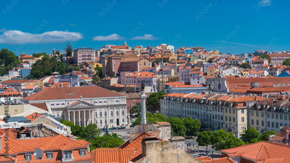      Lisbon, Rossio place, panorama, Portugal 
