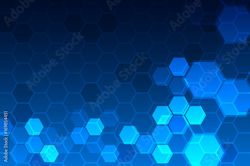 Blue hexagon pattern , Abstract technology background