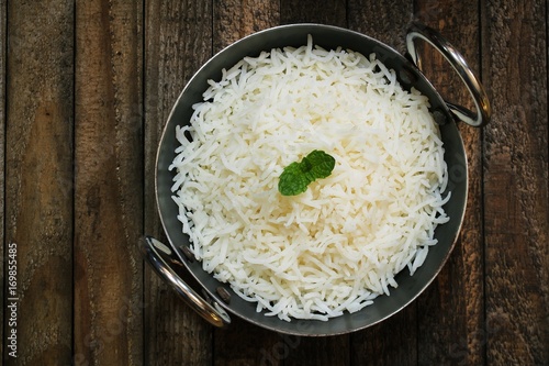 Картината върху платно Indian Cooked Basmati Rice Served in a Kadai