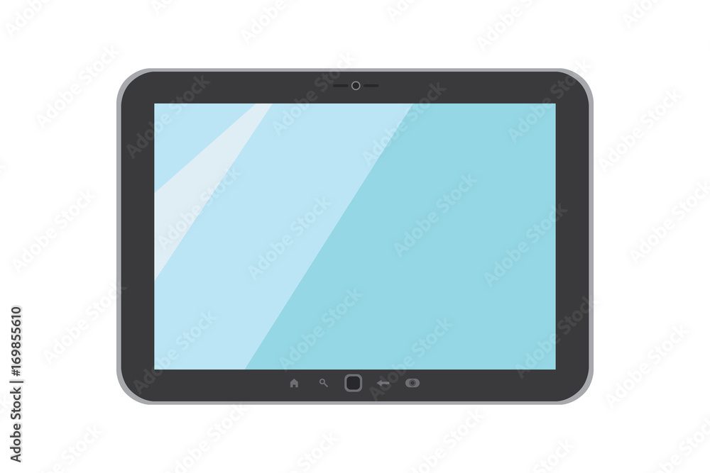 Vector illustration on white isolated background. Black tablet. Flat style Vector illustration on white isolated background. Black tablet. Flat style