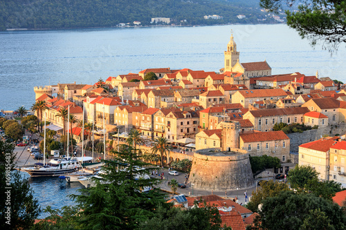 Sunset view of Korcula Old Town, Croatia