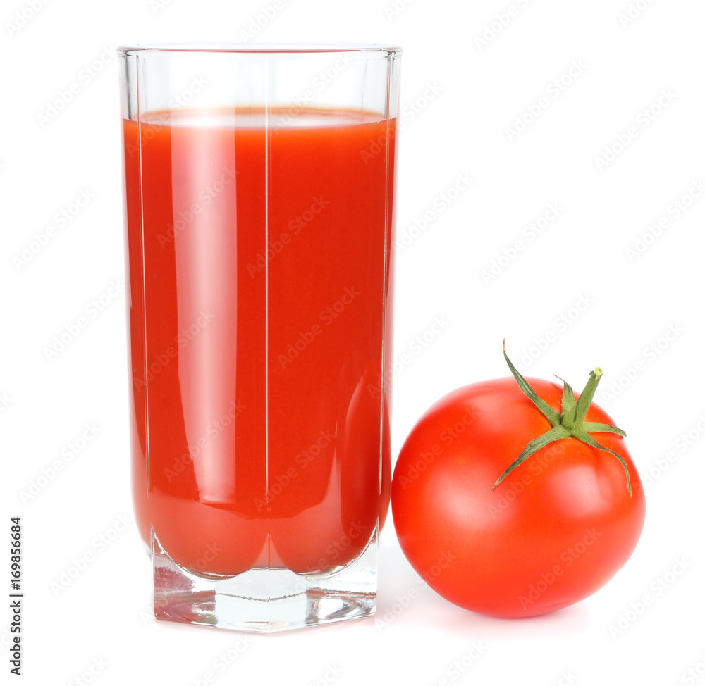 tomato juice isolated on white background. juice in glass tomato juice isolated on white background. juice in glass
