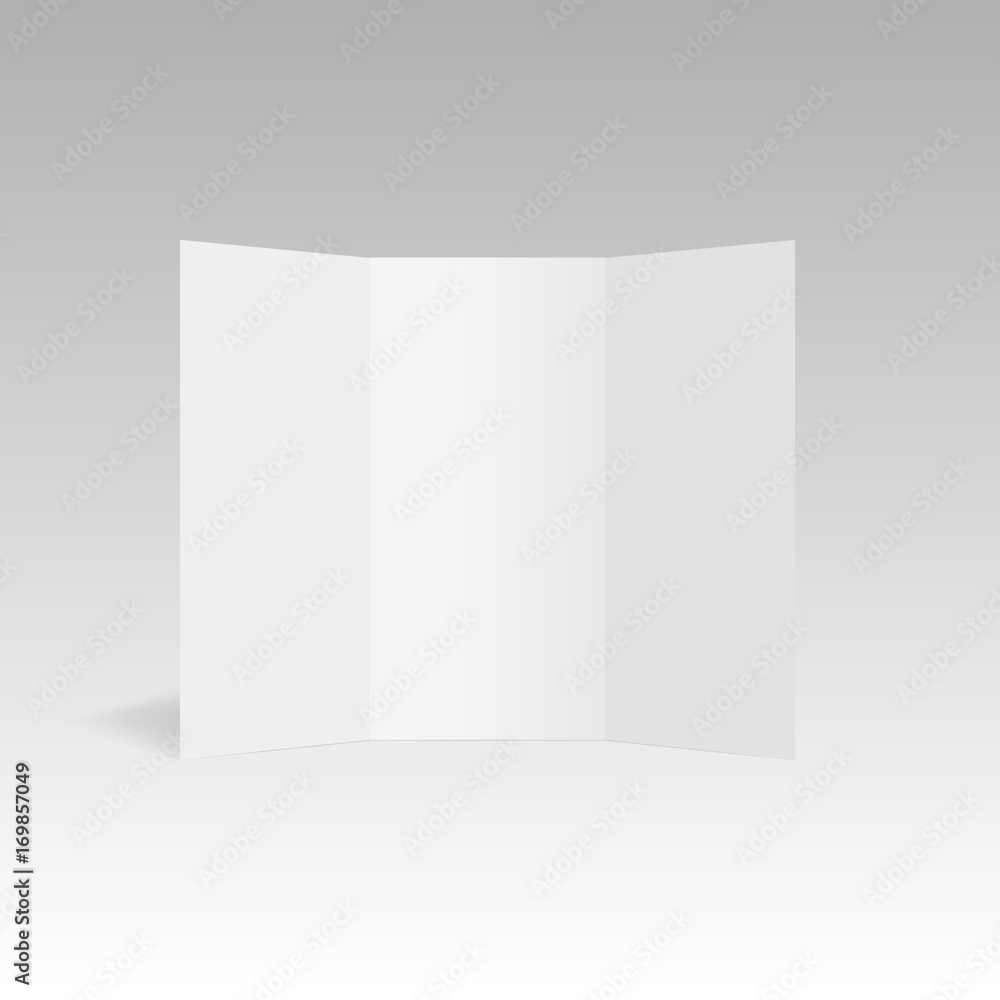 Blank three folded fold paper leaflet, flyer, broadsheet. Vector illustration Blank three folded fold paper leaflet, flyer, broadsheet. Vector illustration