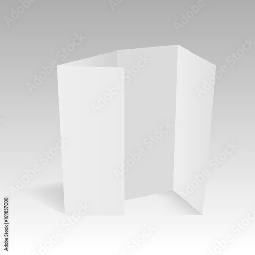 Blank four folded fold paper leaflet, flyer, broadsheet. Vector illustration