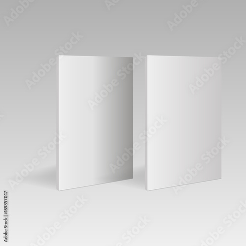 Blank vertical book template in perspective view. Vector illustration