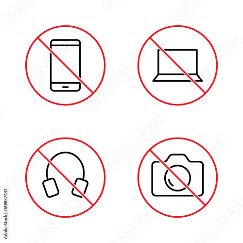 no gadget signs set on white background