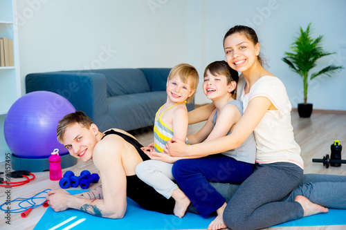 Portrait of a happy sporty family