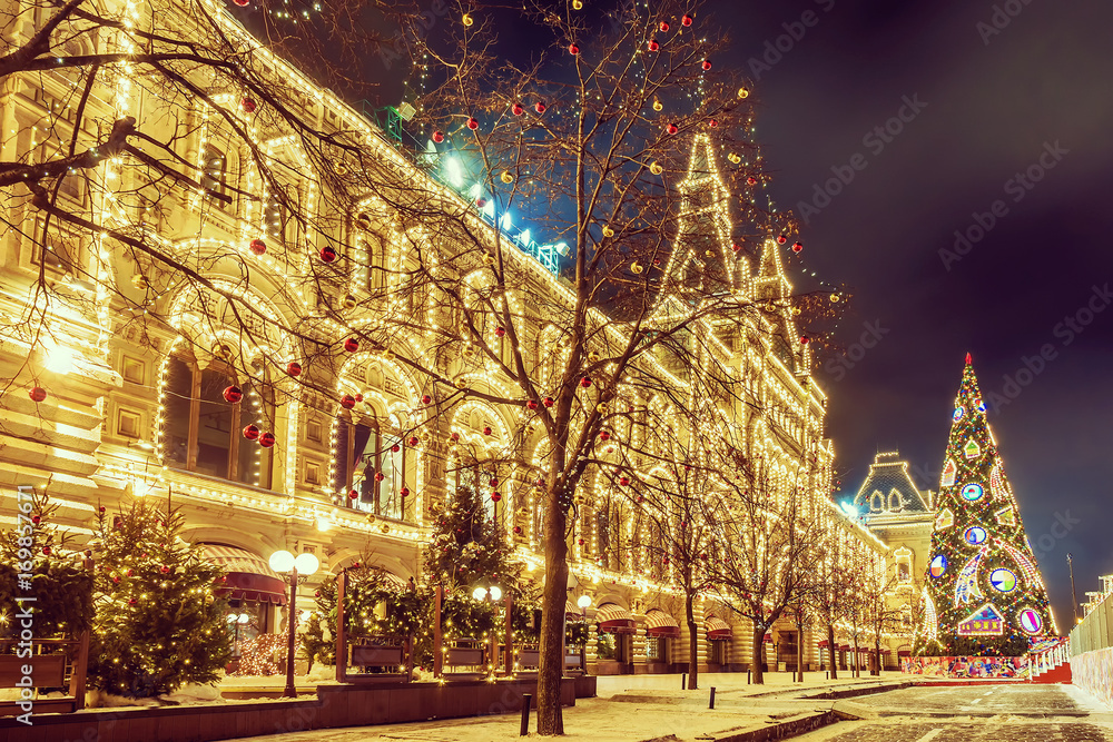 Christmas in Moscow. festive decoration Red Square