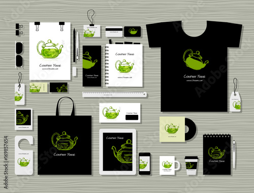 Corporate flat mock-up template, herbal tea