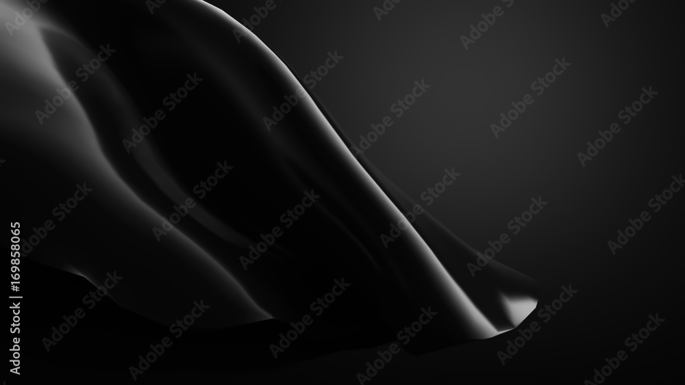 Fototapeta premium Black drapery background. 3d illustration, 3d rendering.