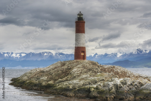 Lighthouse "Les eclaireurs" near Ushuaia in Beagle Channel. Patagonia. Argentina.