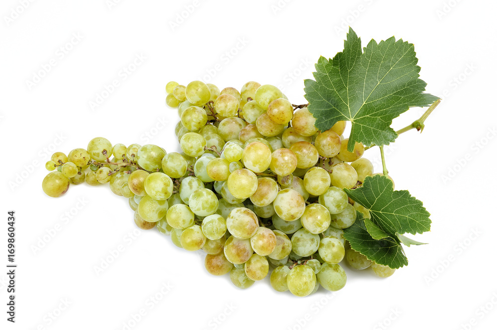 White grape bunch isolated on white background. White grape bunch isolated on white background.
