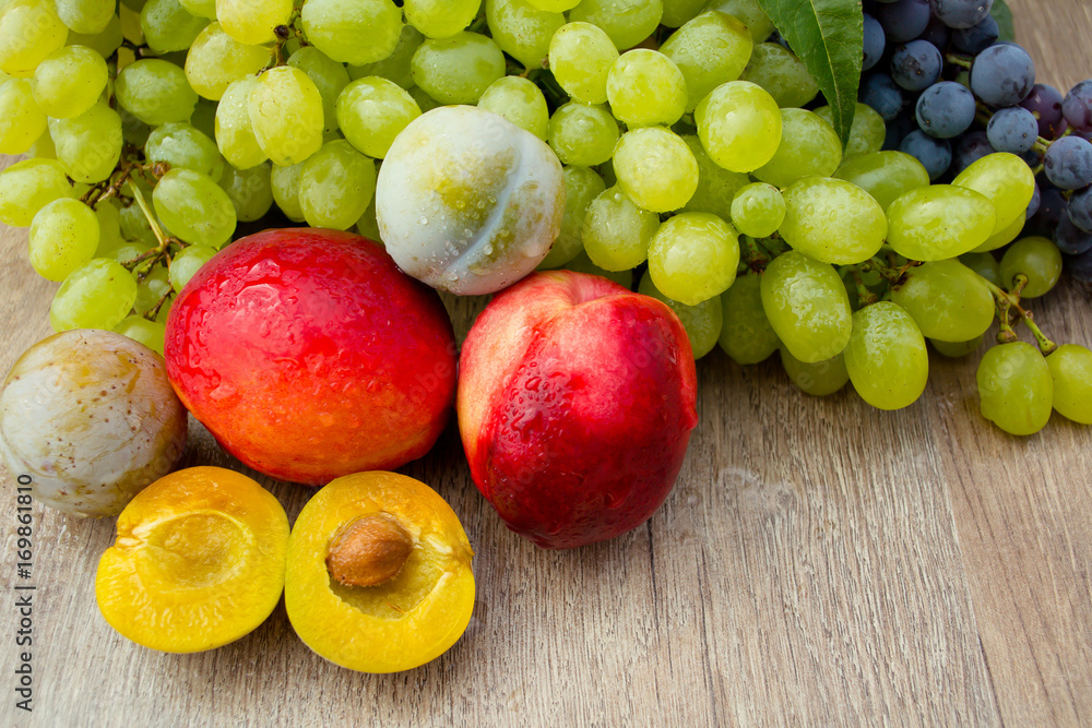 peaches, grapes and plums peaches, grapes and plums