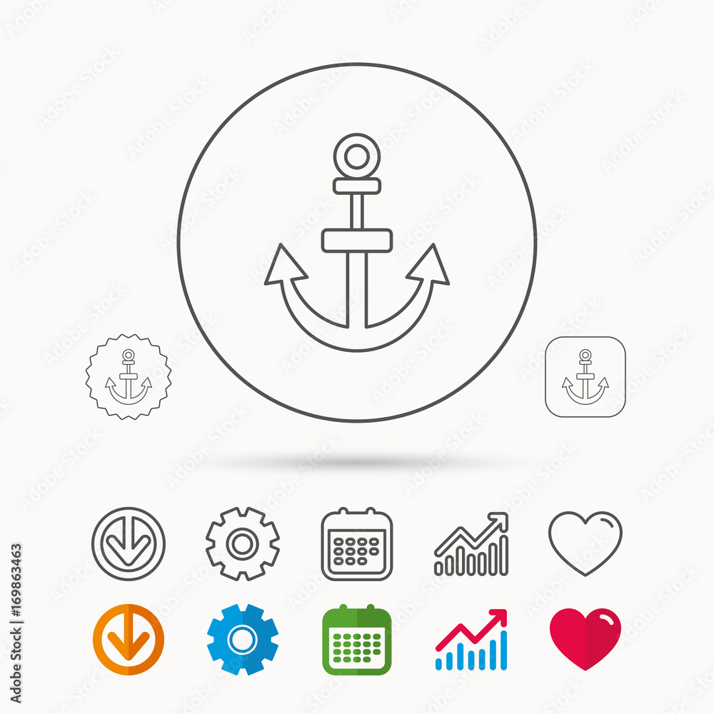 Anchor icon. Nautical drogue sign. Sea symbol. Anchor icon. Nautical drogue sign. Sea symbol.