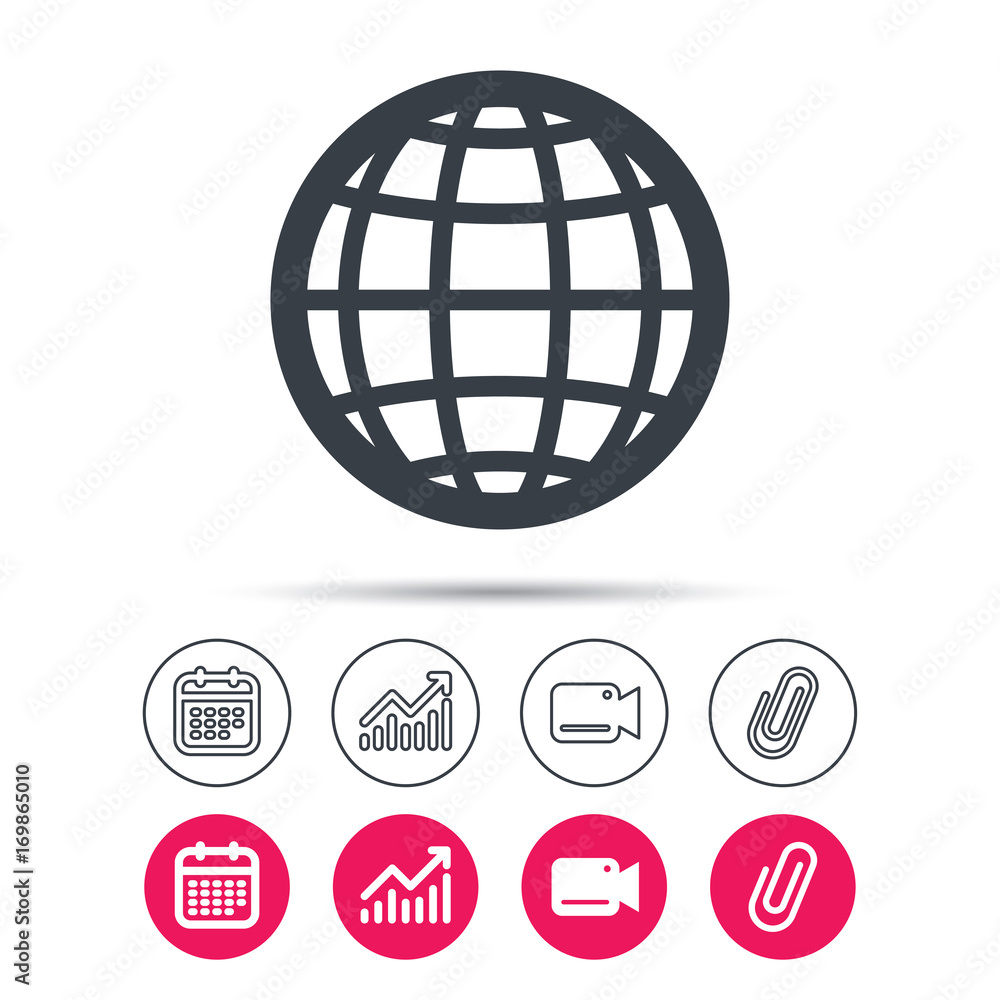 Globe icon. World or internet sign. Globe icon. World or internet sign.