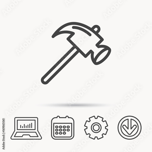 Hammer icon. Repair or fix sign.