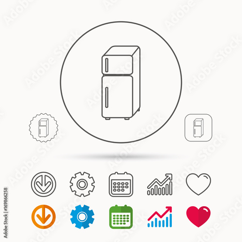 Refrigerator icon. Fridge sign.