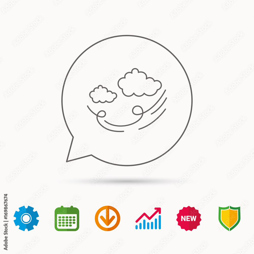 Wind icon. Cloud with storm sign. Wind icon. Cloud with storm sign.