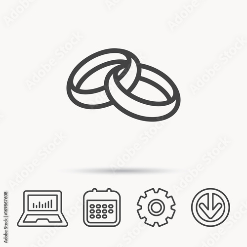 Wedding rings icon. Bride and groom jewelery.