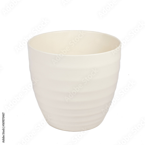 white ceramic flower pot isolated on white background