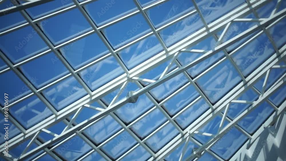Blue abstract ceiling in office center Blue abstract ceiling in office center