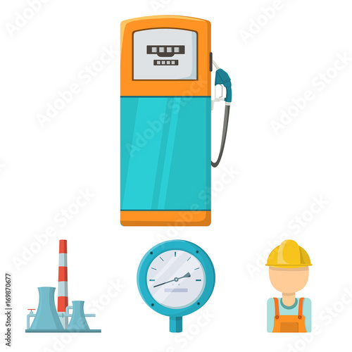 Manometer, worker oilman, fuel refueling, oil factory. Oil industry set collection icons in cartoon style vector symbol stock illustration web.