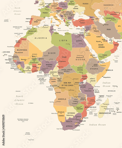 Africa Map - Vintage Vector Illustration