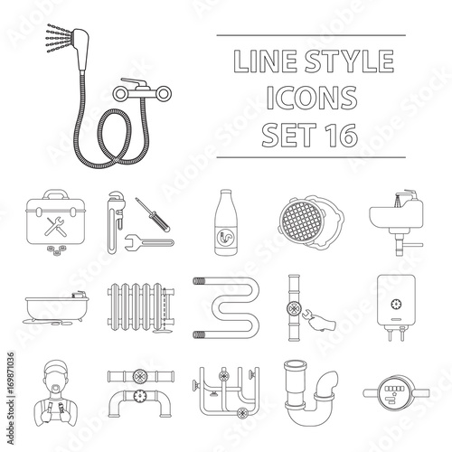 Plumbing set icons in cartoon style. Big collection of plumbing vector illustration symbol.