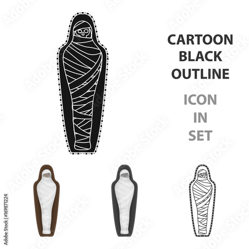 Ancient mummy icon in cartoon style isolated on white background. Ancient Egypt symbol stock vector illustration.