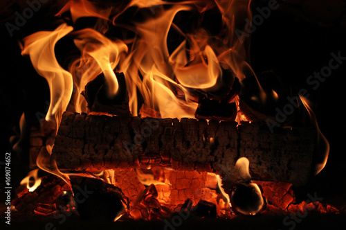 Beautiful fire and embers in the oven